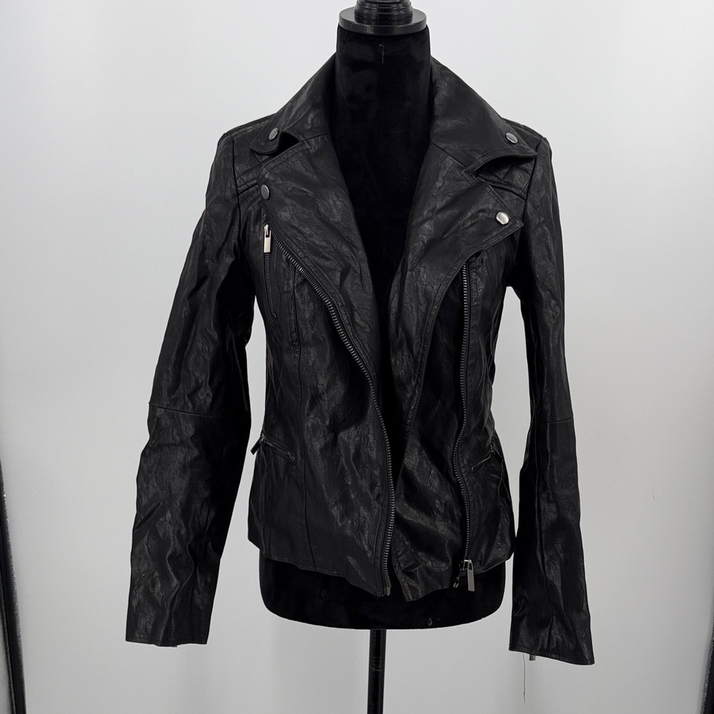 KUT jacket moto Women's Black faux Leather Jacket size small